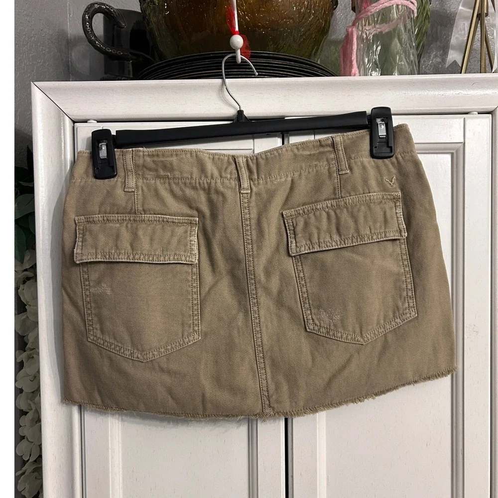 American‎ Eagle Outfitters Khaki Cotton Utility Mini Skirt Size 2 Summer
